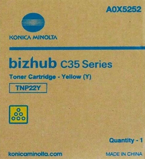 Картридж Konica-Minolta TNP-22Y (A0X5252) оригинальный для принтера Konica-Minolta bizhub C35/ C35P, жёлтый, 6000 стр.