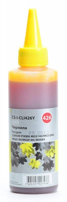 Чернила Cactus CS-I-CLI426Y для принтеров Canon Pixma MG5140/ 5240/ 6140/ 8140/ MX884, желтый 100мл