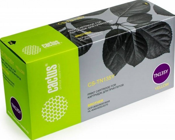 Картридж Cactus TN-135Y (CS-TN135Y) для принтеров Brother DCP-9040/ 9042/ 9045/ HL-4040/ 4050/ 4070 желтый 4000 страниц