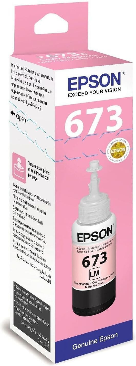 Чернила Epson C13T67364A (T6736 Light Magenta) оригинальные для Epson L800/ L810/ L850/ L1800, светло-пурпурный, 70мл