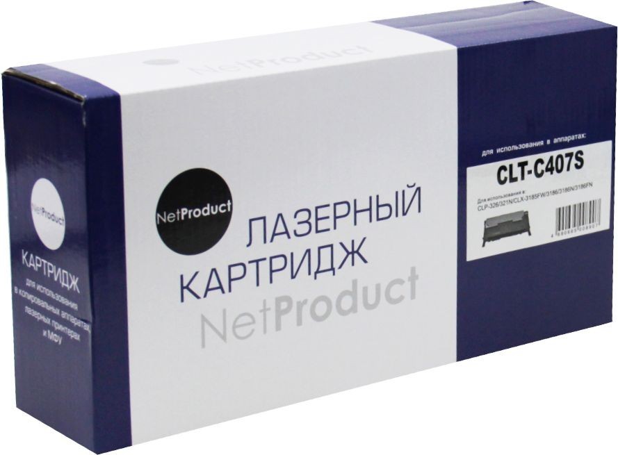 Тонер-картридж NetProduct (N-CLT-C407S) для Samsung CLP-320/ 320n/ 325/ CLX-3185, C, 1K