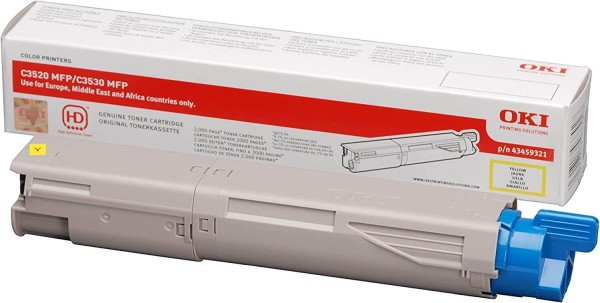 Картридж OKI (43459333/43459321) оригинальный для принтера OKI C3520/ C3530, жёлтый, 2000 стр.