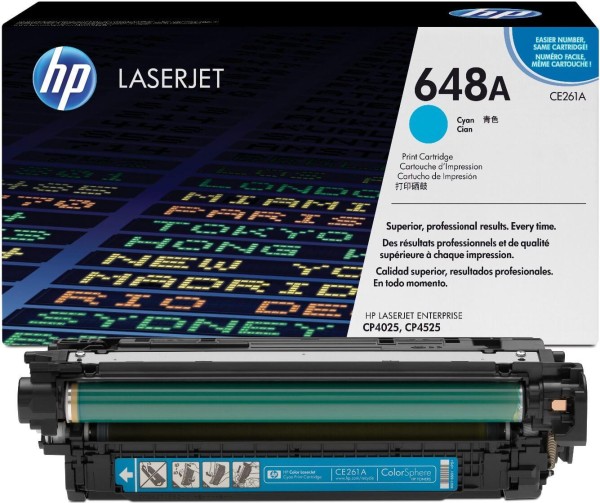 Картридж HP CE261A (648A) оригинальный для принтера HP Color LaserJet CP4025/ CP4525 cyan, 11000 страниц