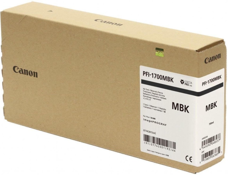 Картридж Canon PFI-1700MBK 0774C001 оригинальный для Canon imagePROGRAF PRO-2000/ PRO-4000/ PRO-4000S/ PRO-6000S, матовый чёрный (matte black), 700 мл