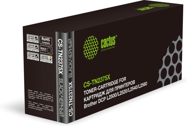 Картридж Cactus TN-2375 (CS-TN2375X) для Brother DCP L2500/ L2520/ L2540/ L2560, чёрный, увеличенный, 5200 стр.