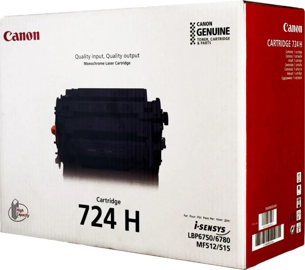 Картридж Canon 724H 3482B002 оригинальный для Canon i-SENSYS LBP6750/ LBP6780, MF512/ MF515, black, увеличенный, 12500 страниц