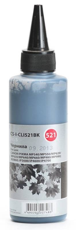 Чернила Cactus CS-I-CLI521BK для принтеров Canon Pixma MP540/ MP550/ MP620/ MP630/ MP640, черный 100мл