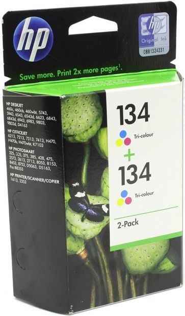 Картридж HP №134 (C9505HE) оригинальный для HP DJ 5943/5743/6543/6843/9803 цветной, двойная упаковка 2шт