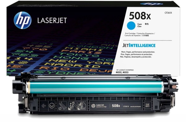 Картридж HP CF361X (508X) Cyan оригинальный для HP Color LaserJet Enterprise M552/ M553/ M577, голубой, увеличенный, 9500 страниц