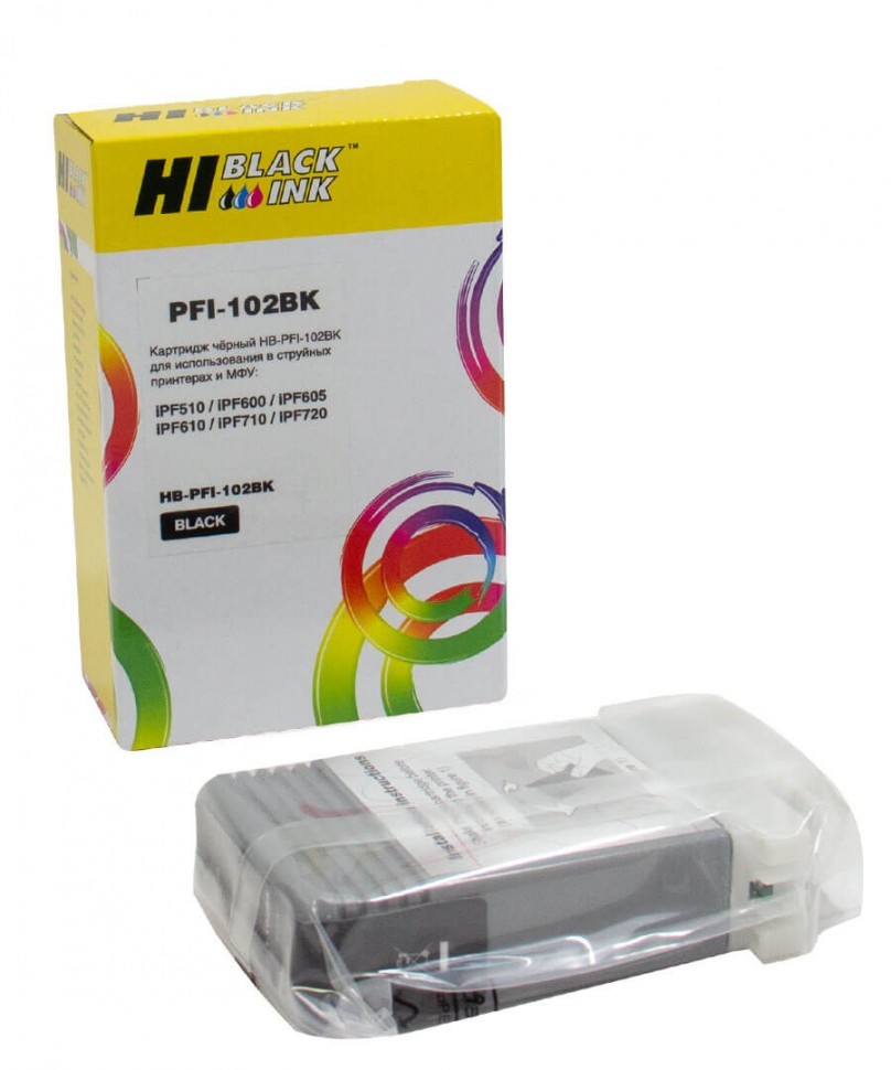 Картридж Hi-Black (HB-PFI-102Bk) для Canon IPF-510/ 600/ 710, Black, 130 ml