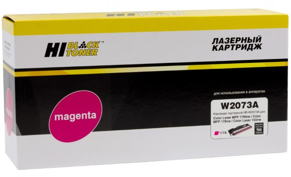 Тонер-картридж Hi-Black (HB-W2073A) для HP CL 150a/ 150nw/ MFP178nw/ 179fnw, Magenta, №117A, 0,7K без чипа