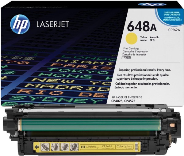 Картридж HP CE262A (648A) оригинальный для принтера HP Color LaserJet CP4025/ CP4525 yellow, 11000 страниц