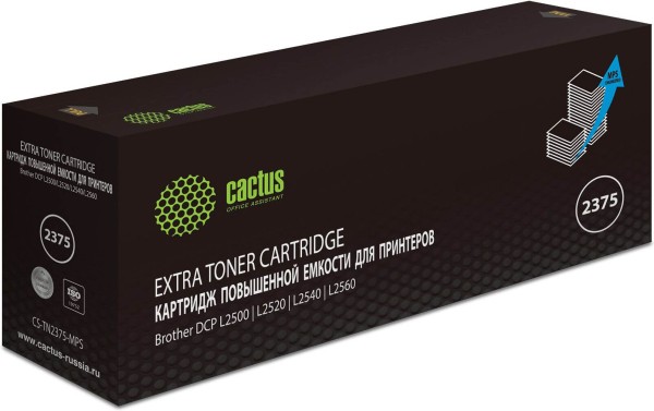 Картридж Cactus TN-2375X (CS-TN2375-MPS) для Brother DCP L2500/ L2520/ L2540/ L2560, чёрный, увеличенный, 10400 стр.