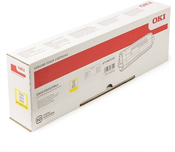 Картридж OKI (46471105/ 46471101) оригинальный для принтера OKI C823/ C833/ C843, жёлтый, 7000 стр.