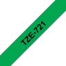 Картридж Brother TZE-721 (TZe721) оригинальный для Brother P-Touch, лента 9мм*8м, чёрный на зелёном 