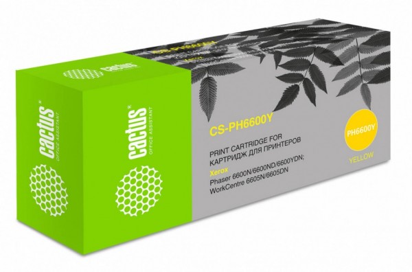 Картридж Cactus 106R02235 (CS-PH6600Y) Yellow для Xerox Phaser 6600/ WorkCentre 6605, жёлтый, 6000 стр. (бар.в компл.)