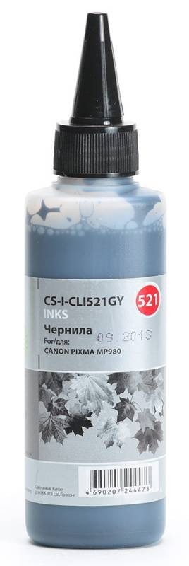 Чернила Cactus CS-I-CLI521GY для принтеров Canon Pixma MP540/ MP550/ MP620/ MP630/ MP640, серый 100мл