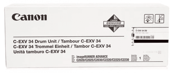 Фотобарабан оригинальный Canon C-EXV34Bk 3786B003AA000 для принтера Canon C2220L/ C2220i/ C2030L/ C2030i/ C2025i/ C2020L/ C2020i, черный (23 000 стр.)