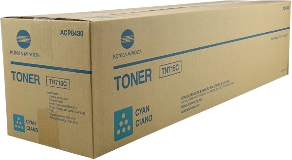 Картридж Konica-Minolta TN715C/ TN-715C/ ACP8450 Cyan оригинальный для Konica-Minolta bizhub C750i, голубой, 45000 стр.
