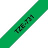 Картридж Brother TZE-731 (TZe731) оригинальный для Brother P-Touch, лента 12мм*8м, чёрный на зелёном