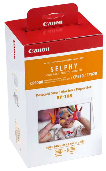 Набор для печати Canon RP-108IN 8568B001 оригинальный для принтеров Canon SELPHY CP820/ CP910/ CP1000/ CP1200/ CP1300/ CP1500, 2 картриджа + фотобумага 10х15, 108 листов