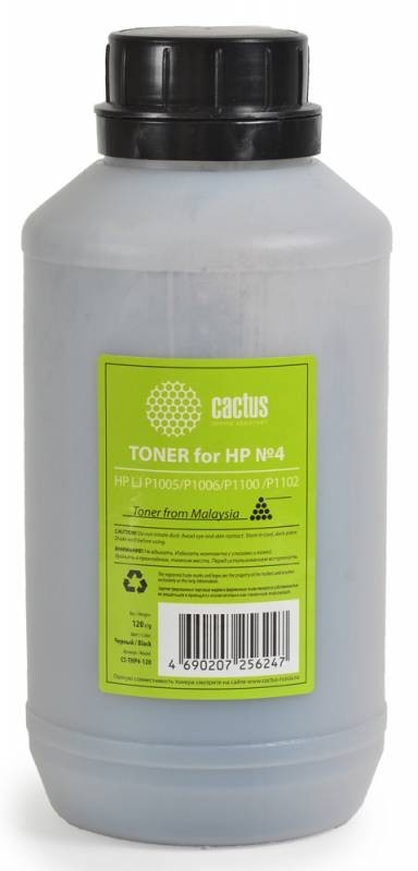 Тонер Cactus CS-THP4-120 черный пакет 120гр. для принтера HP LJ P1005/P1006/P1100/P1102