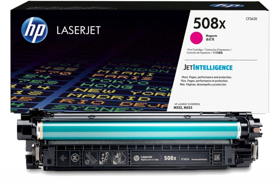 Картридж HP CF363X (508X) Magenta оригинальный для HP Color LaserJet Enterprise M552/ M553/ M577, пурпурный, увеличенный, 9500 страниц