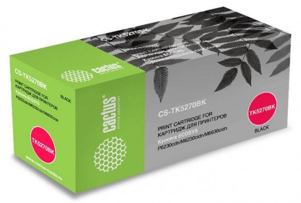 Картридж Cactus TK-5270K (CS-TK5270BK) для Kyocera Ecosys P6230cdn/ M6230cidn/ M6630cidn, черный, 8000 стр.