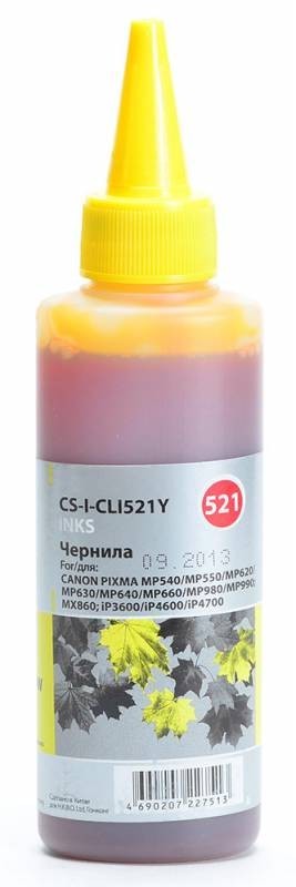 Чернила Cactus CS-I-CLI521Y для принтеров Canon Pixma MP540/ MP550/ MP620/ MP630/ MP640, желтый 100мл
