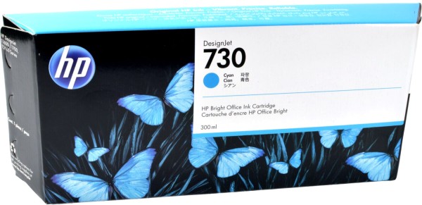 Картридж HP №730 (P2V68A) Cyan оригинальный для HP DesignJet T1700/ T1600/ T2600, голубой, увеличенный, 300 мл