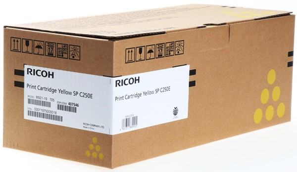 Картридж Ricoh SP C250E (407546) оригинальный для Ricoh SP C250DN/ C250SF, желтый, 1600 стр.