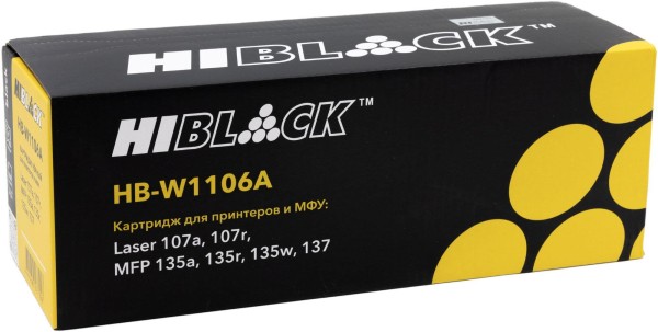 Картридж Hi-Black W1106A (HB-W1106A) (с чипом) для HP Laser 107a/ 107r/ 107w/ MFP135a/ 135r/ 135w/ 137, 1K