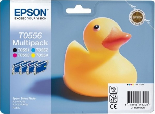 C13T05564010 Набор Картриджей Epson для Stylus RX520/R240 (B,C,Y,M) (cons ink)