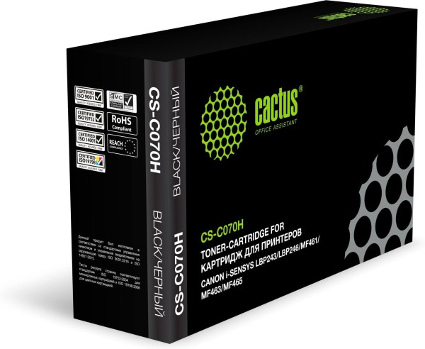 Картридж Cactus 070H (CS-C070H) для Canon i-SENSYS LBP246dw/ LBP243dw/ MF461dw/ MF463dw/ MF465dw, чёрный, увеличенный, 10200 стр.