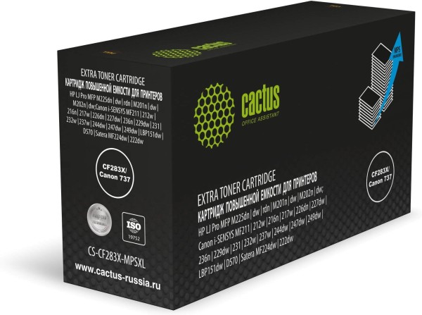 Картридж Cactus CF283X/ Canon 737 (CS-CF283X-MPSXL) для HP LJ M225dn/ M201n/ M202n,  Canon i-SENSYS MF211/ 212w, чёрный, увеличенный, 8000 стр.