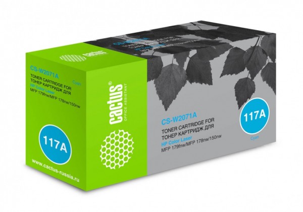 Картридж Cactus CS-W2071A для принтеров HP Color Laser 150a/ 150nw/ 178nw MFP /179fnw MFP, голубой, 700 страниц