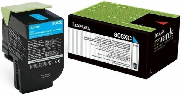 Картридж Lexmark 80C8XC0/ 80C8XCE Cyan оригинальный для Lexmark CX510de/ CX510dhe/ CX510dthe, голубой, увеличенный, 4000 стр.