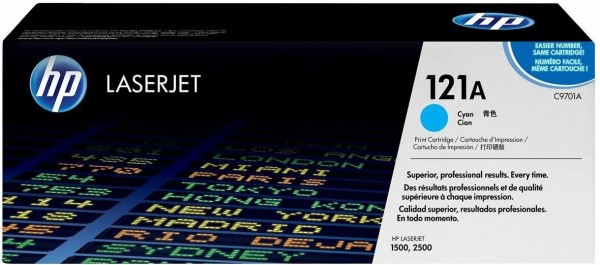 Картридж HP C9701A (121A) оригинальный для принтера HP Color LaserJet 1500/ 2500 cyan, 4000 страниц