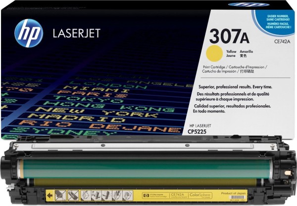 Картридж HP CE742A (307A) оригинальный для принтера HP Color LaserJet CP5220/ CP5225 yellow, 7300 страниц
