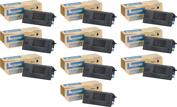 Набор картриджей Kyocera TK-3100 (1T02MS0NL0) оригинальных (10 штук) для принтера Kyocera FS-2100D/ FS-2100DN/ ECOSYS M3040dn, black, 10*12500 страниц