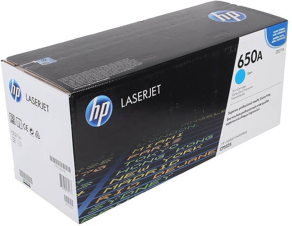 Картридж HP CE271A (650A) оригинальный для принтера HP Color LaserJet Enterprise CP5525n/ CP5525dn/ CP5525xh cyan, 15000 страниц