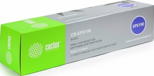 Картридж Cactus EPS190 (CS-EPS190) для принтеров Epson AcuLaser C1100/ C1100N/ CX11/ CX11N/ CX11NF/ CX11NFC черный 4000 страниц