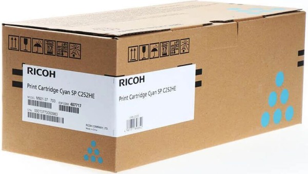 Картридж Ricoh SP C252HE (407717) оригинальный для Ricoh Aficio SP C252DN/ C252SF/ C262DNw/ C262SFNw, голубой, 6000 стр.