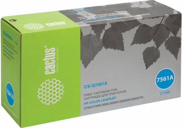 Cactus Q7561A Картридж для принтеров HP CLJ 2700/ 3000, голубой 3,5к (новый, совместимый)