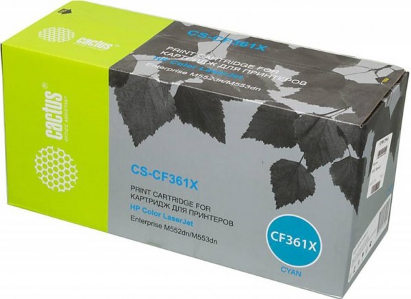 Cactus CF361X Картридж CS-CF361X голубой для принтеров HP CLJ M552dn/ M553dn, 9 500 стр.