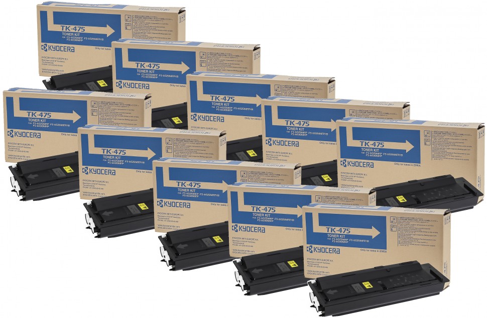 Набор картриджей Kyocera TK-475 (1T02K30NL0) оригинальных (10 штук) для принтера Kyocera FS-6025MFP/ FS-6030MFP/ FS-6525MFP/ FS-6530MFP, black, 10*15000 страниц