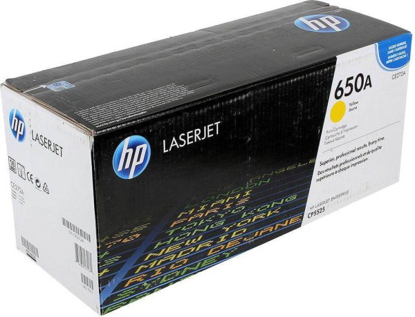 Картридж HP CE272A (650A) оригинальный для принтера HP Color LaserJet Enterprise CP5525n/ CP5525dn/ CP5525xh yellow, 15000 страниц