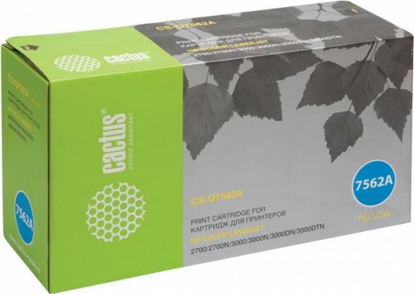 Cactus Q7562A Картридж для принтеров HP CLJ 2700/ 3000, желтый 3,5к (новый, совместимый)