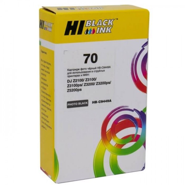 Картридж Hi-Black (HB-C9449A) №70 для HP DesignJet z2100/ 3100/ 3200/ 5200, Photo Black