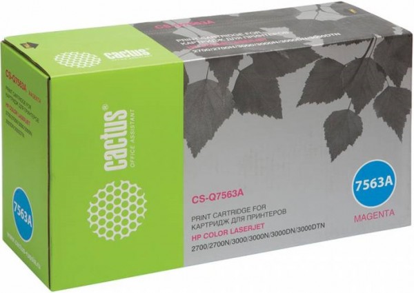 Cactus Q7563A Картридж для принтеров HP CLJ 2700/ 3000, пурпурный3,5к (новый, совместимый)